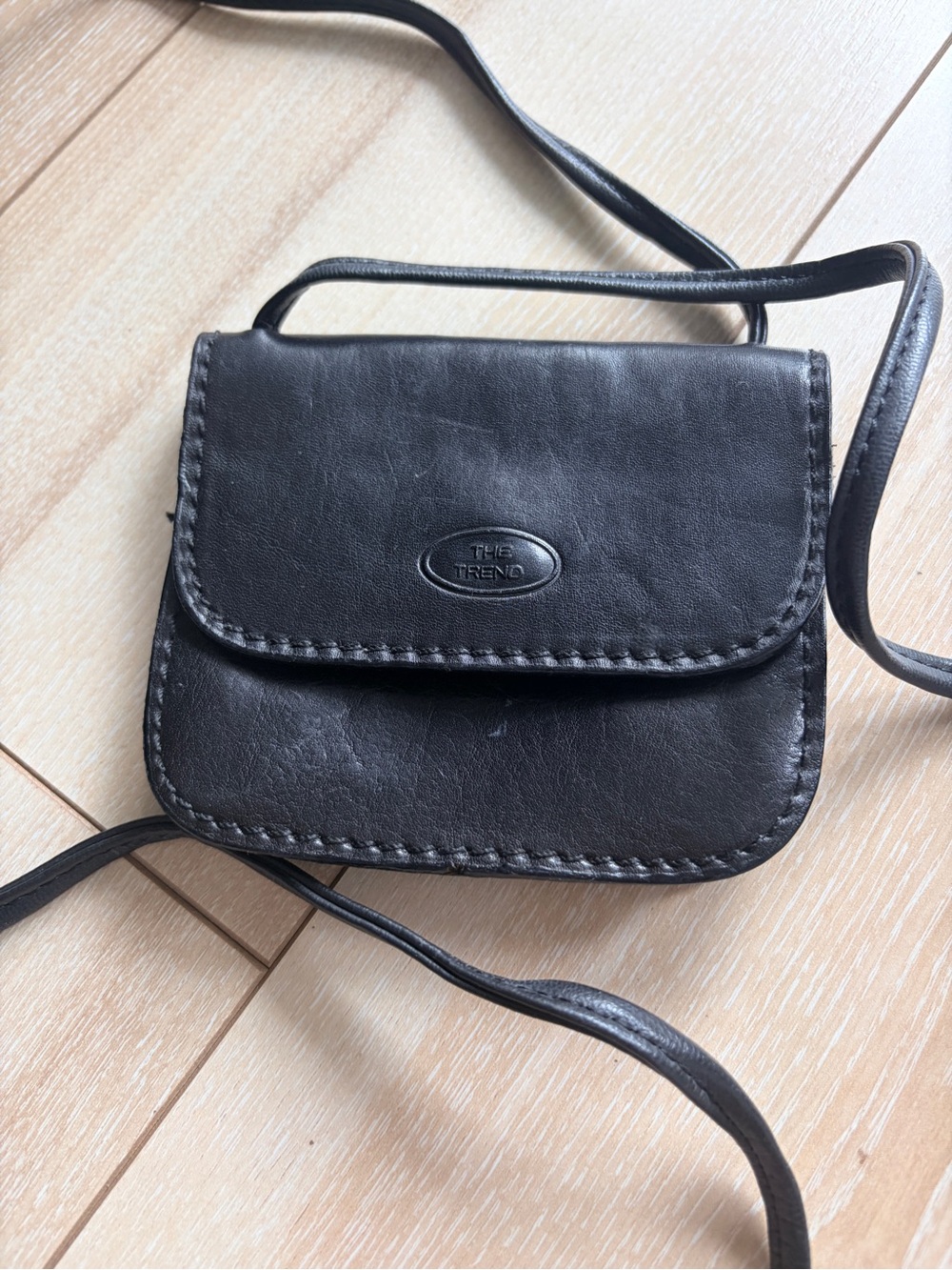 THE TREND Vintage Black Leather Crossbody small Bag